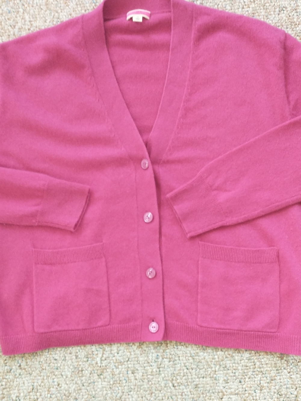 J Crew 100% Cashmere Cardigan Jewel Tone Fuchsia Small - Picture 4 of 6